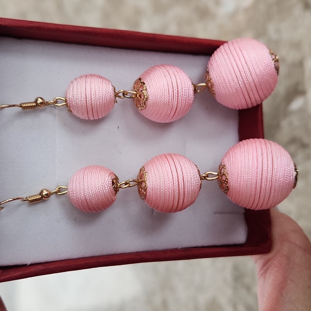 New Pink Earrungs, 3 1/2" Long - Picture 3 of 3